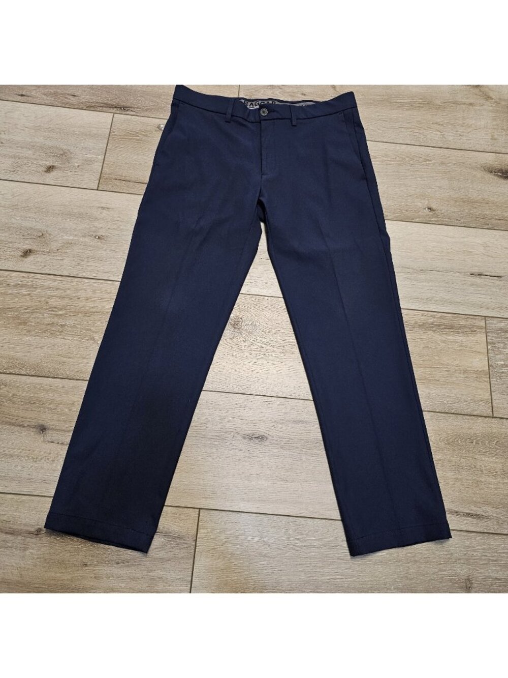 Haggar Cool 18 Pro Navy Blue Pants Men’s 36x32 Straight Fit Flat Front